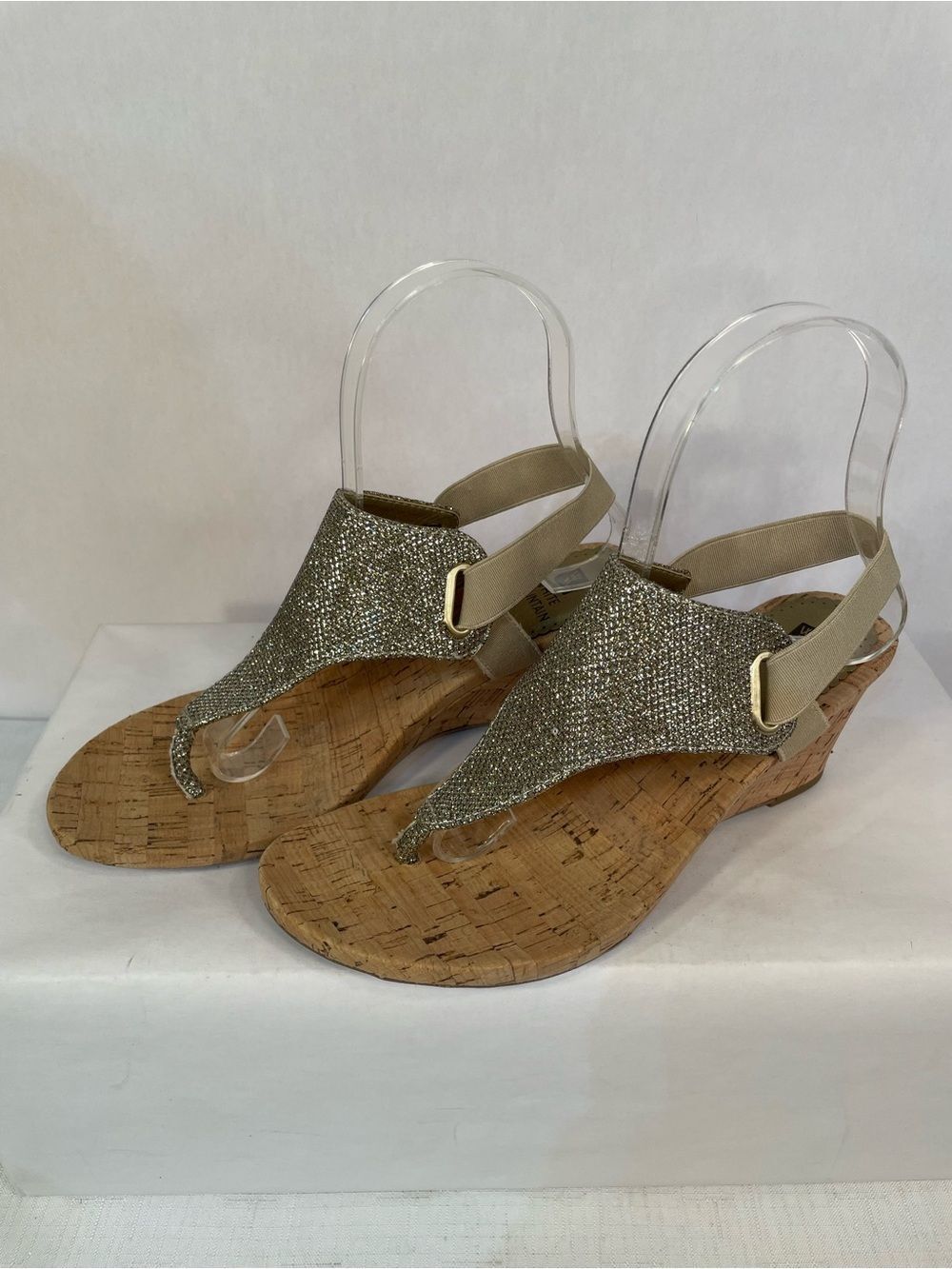 Silver Glitter Cork Thong Sandals - Women - Picture 6 of 8